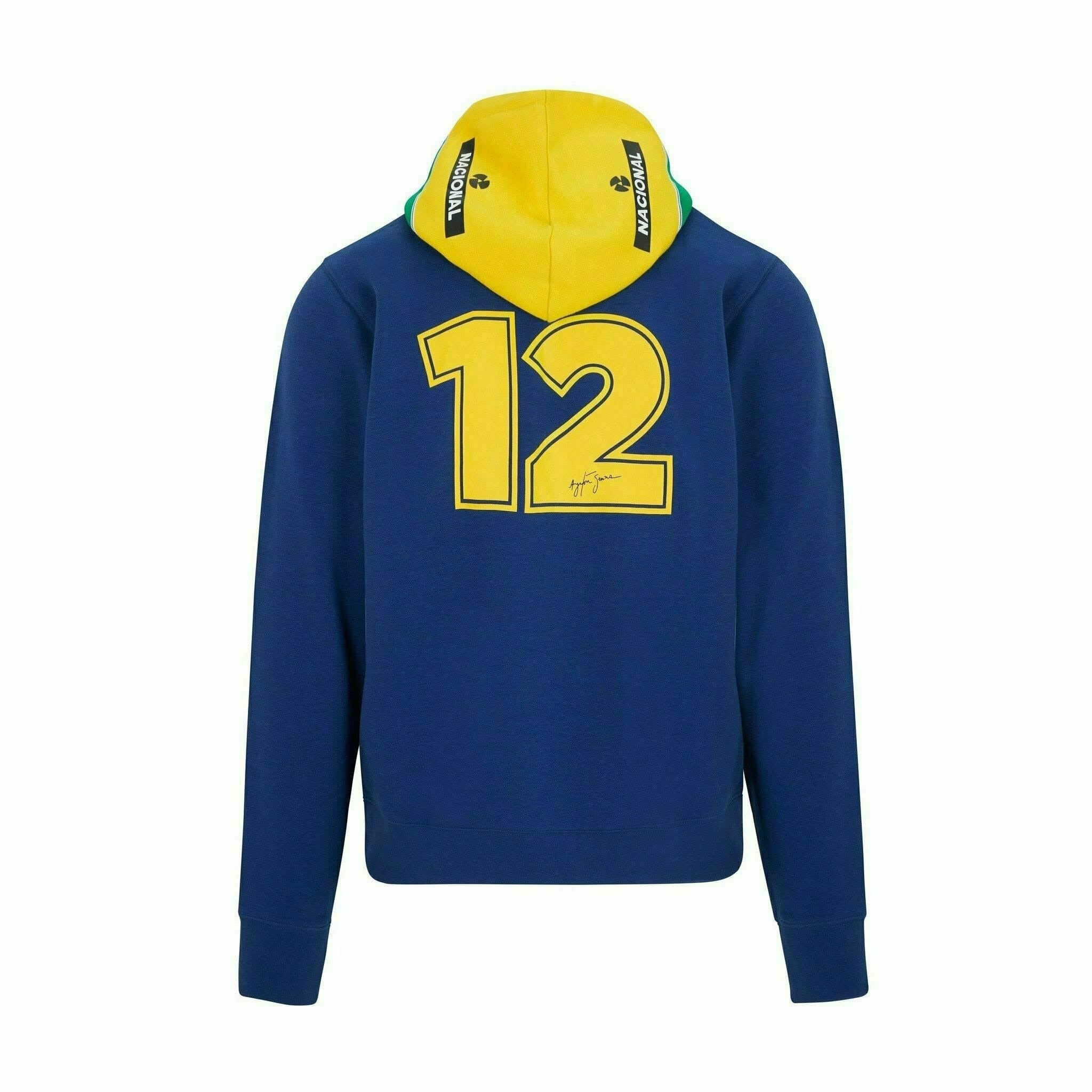 Sudadera Con Capucha De Ayrton Senna – Manga Larga, Logotipo Impreso En Pecho Y Firma En Puño, Color Azul, Tejido Cómodo