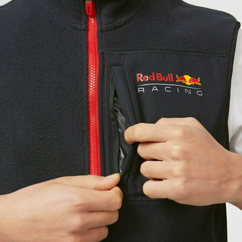 Red Bull Racing F1 Men's Fleece Vest - Navy Vest Tan