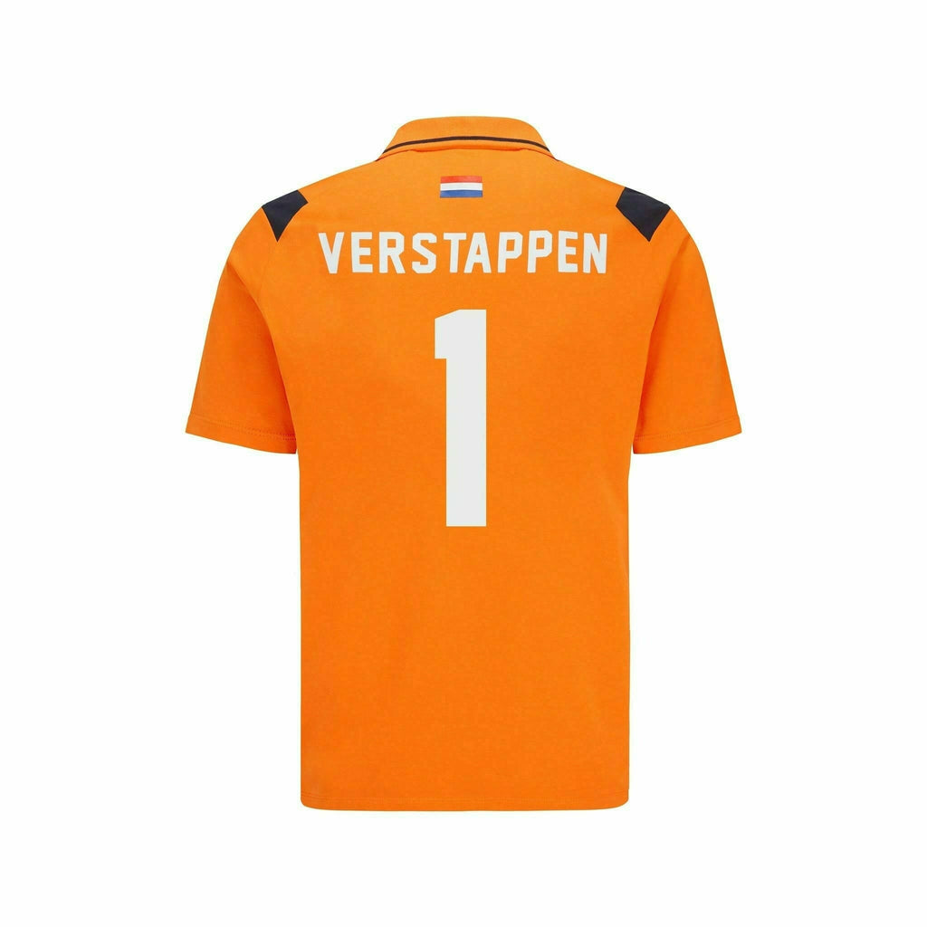 Red Bull Racing F1 Men's Max Verstappen Polo Shirt - Orange Polos Dark Orange