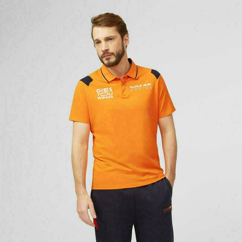 Red Bull Racing F1 Men's Max Verstappen Polo Shirt - Orange Polos Light Gray