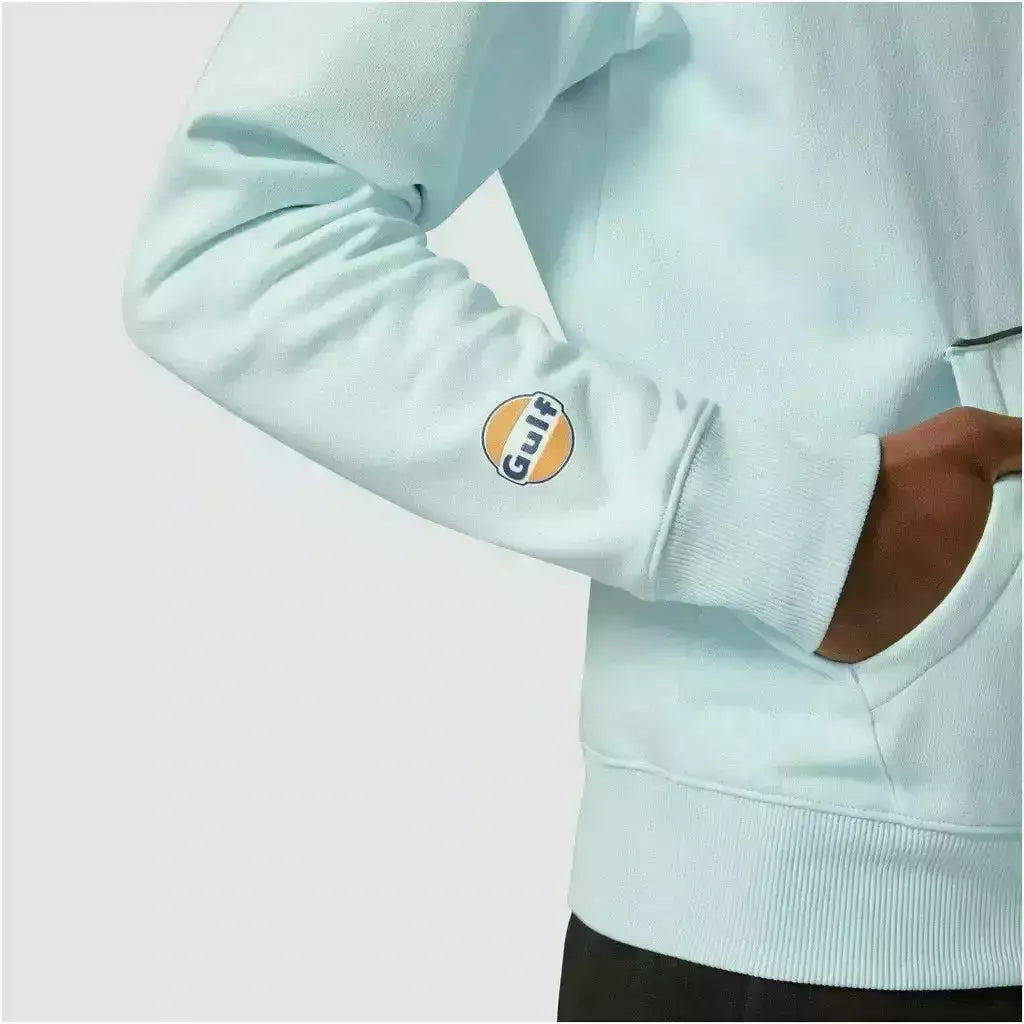 McLaren F1 Gulf Collaboration Racing Stripe Hooded Sweatshirt-Light Blue Hoodies Light Gray