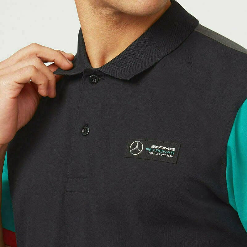 Mercedes Benz AMG Petronas F1 Men's Color Block Polo Shirt -Multicolor Polos Dark Slate Gray
