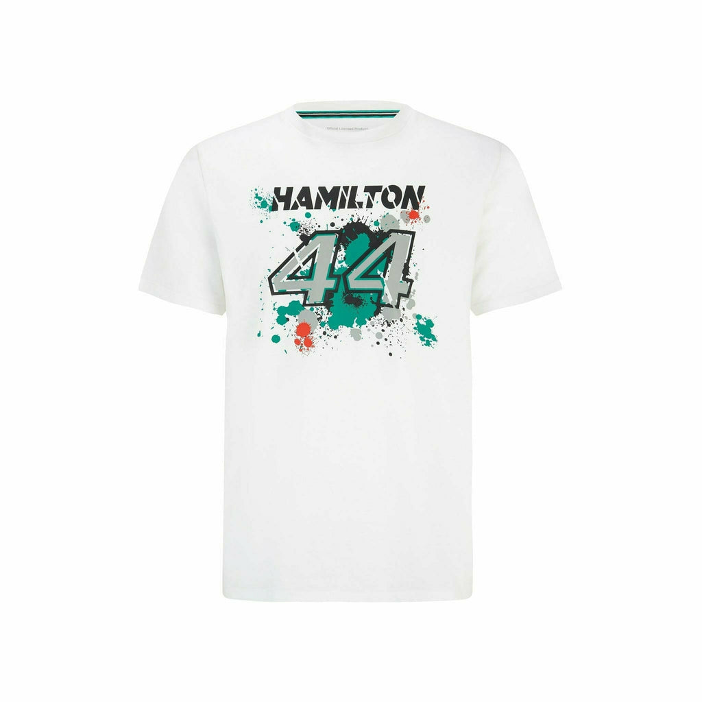 Mercedes Benz AMG Petronas F1 Men's Lewis Hamilton #44 T-Shirt -Black/White T-shirts White Smoke