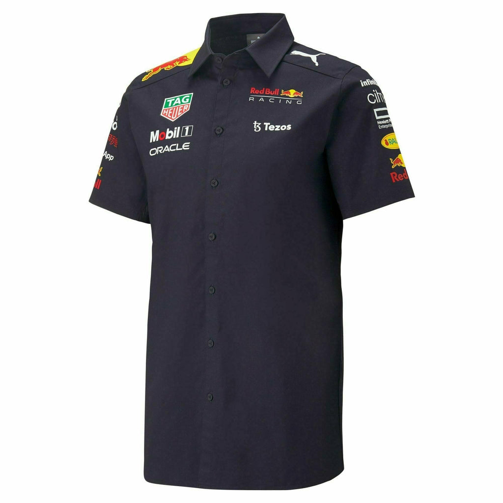 Red Bull Racing F1 Men's 2022 Team Button Up Shirt  - Navy Shirts Dark Slate Gray
