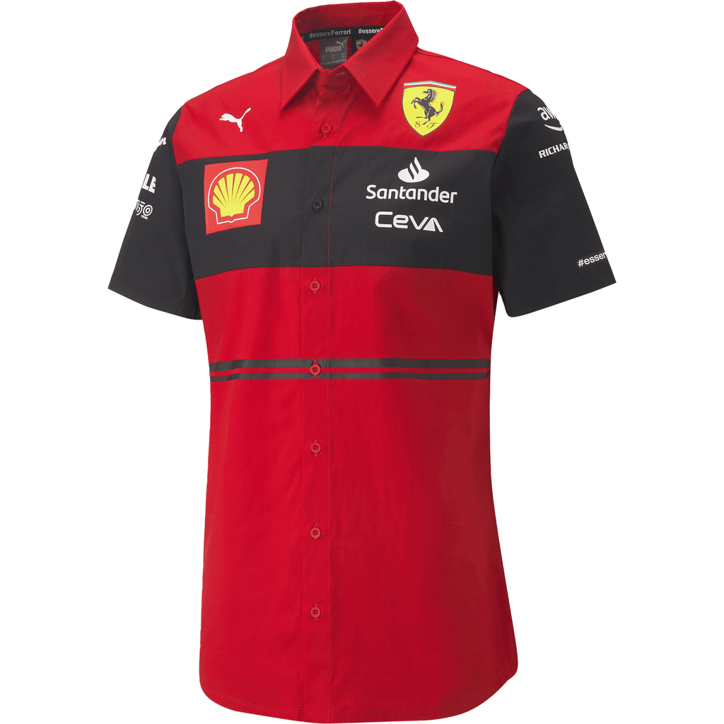 Scuderia Ferrari F1 Men's 2022 Team Button Down Shirt- Red Shirts Firebrick