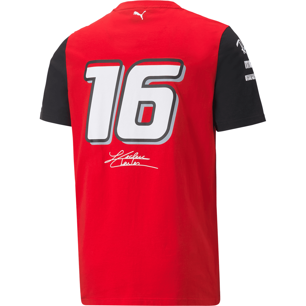 Scuderia Ferrari F1 Men's 2022 Charles Leclerc Team T-Shirt- Red T-shirts Firebrick