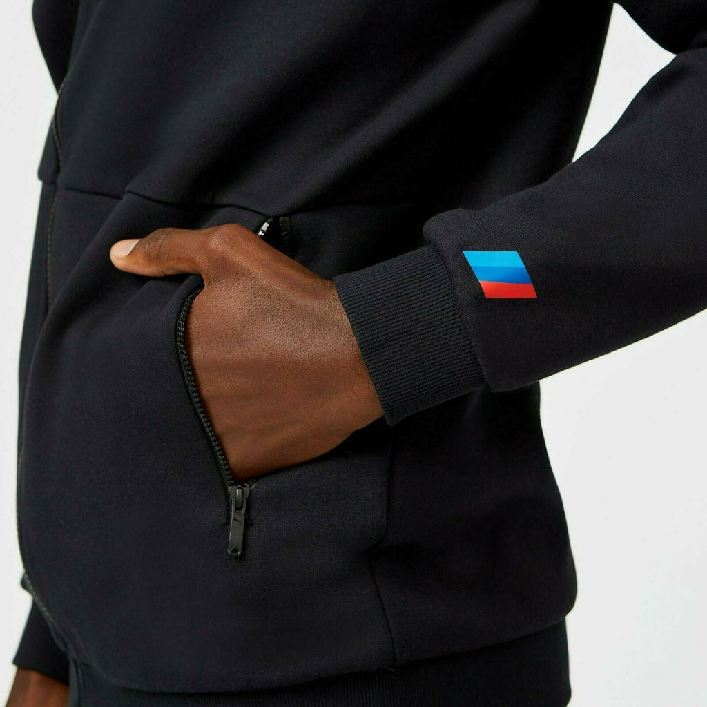 BMW Motorsports Men's Team Full Zip Hooded Sweatshirt- Gray Hoodies Black