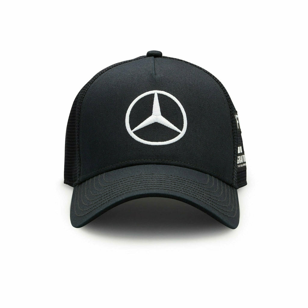 Mercedes Benz AMG Petronas F1 2022 Lewis Hamilton Team Trucker Hat- Black/White/Purple Hats Dark Slate Gray