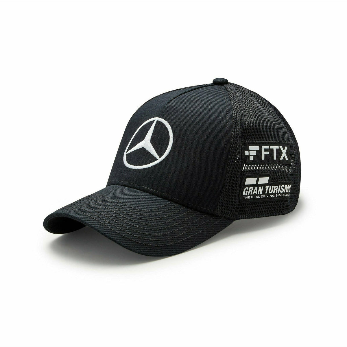 Mercedes Benz AMG Petronas F1 2022 Lewis Hamilton Team Trucker Hat- Black/White/Purple Hats Dark Slate Gray