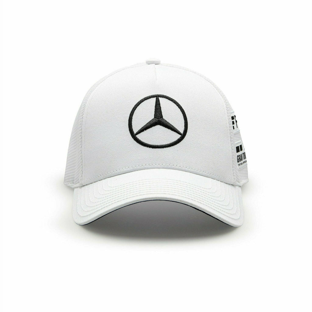 Mercedes Benz AMG Petronas F1 2022 Lewis Hamilton Team Trucker Hat- Black/White/Purple Hats Lavender