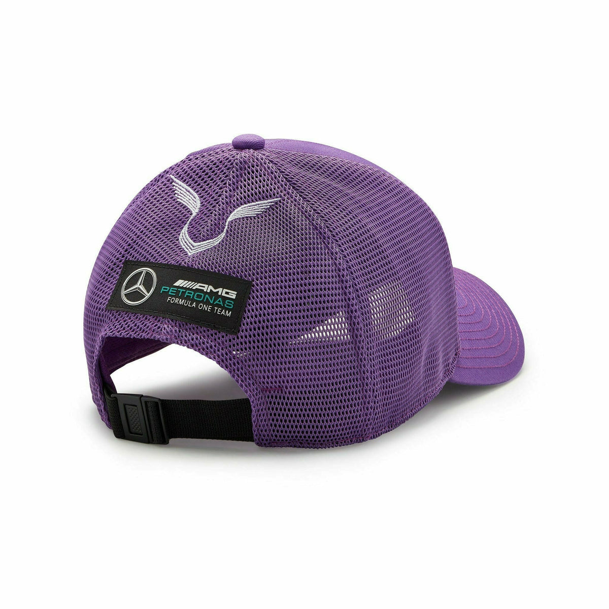 Mercedes Benz AMG Petronas F1 2022 Lewis Hamilton Team Trucker Hat- Black/White/Purple Hats Dark Slate Gray