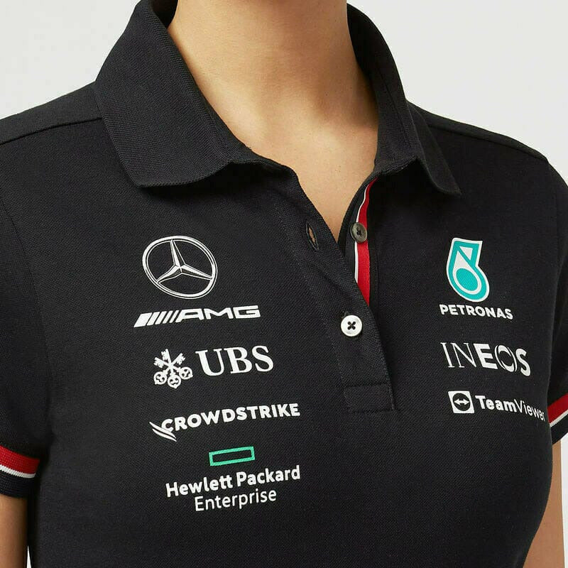 Mercedes Benz AMG Petronas F1 2022 Women's Team Polo Shirt - Black/White Polos Gray