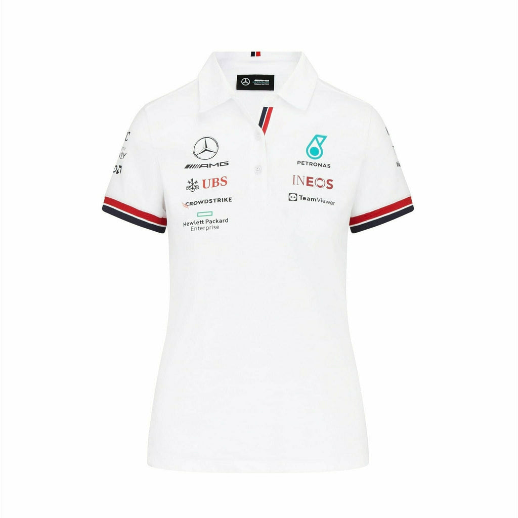 Mercedes Benz AMG Petronas F1 2022 Women's Team Polo Shirt - Black/White Polos White Smoke