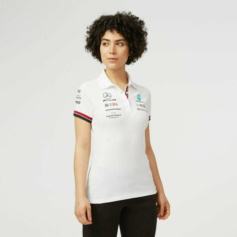 Mercedes Benz AMG Petronas F1 2022 Women's Team Polo Shirt - Black/White Polos Antique White