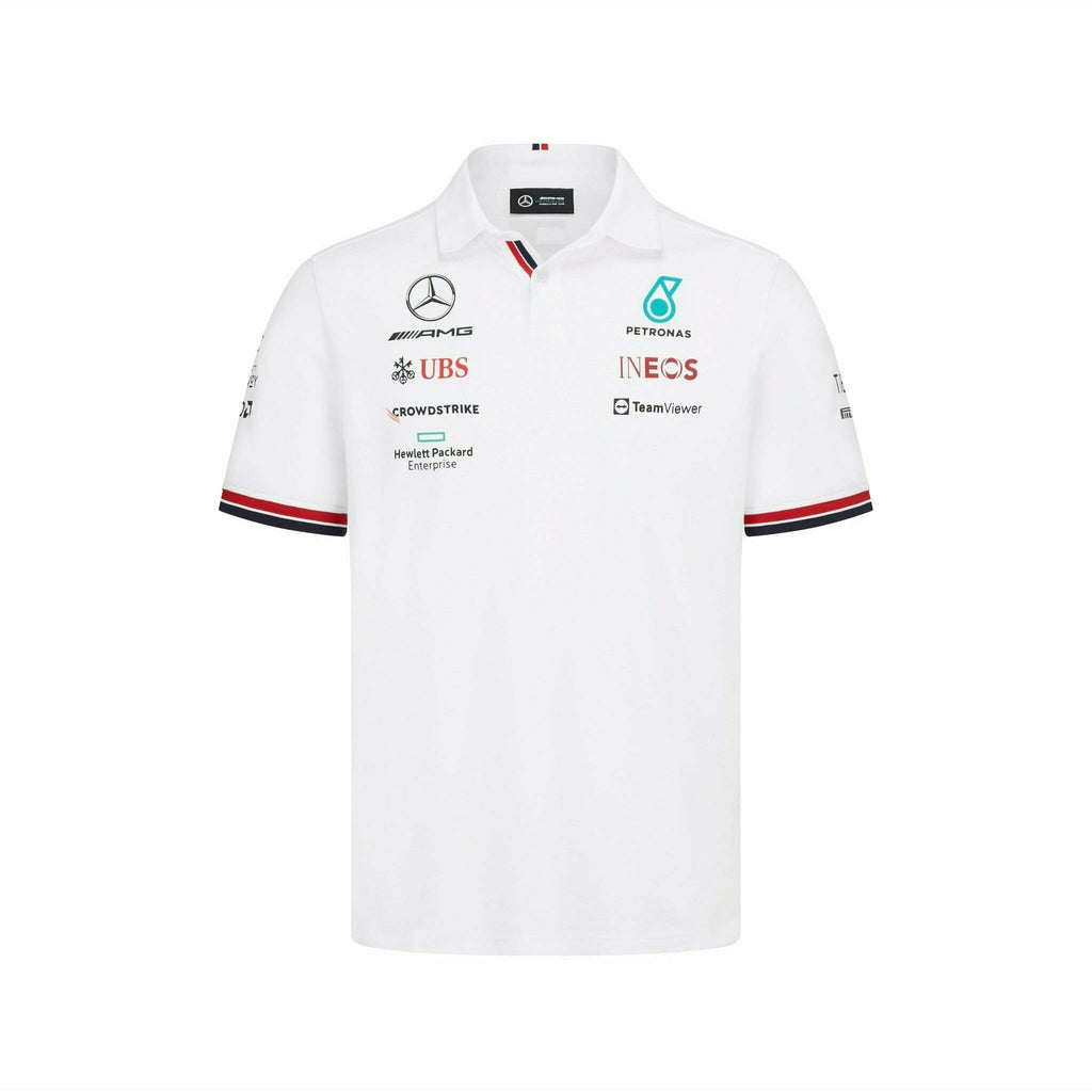 Mercedes-AMG Petronas F1 2022 Team Polo - Black/White Polos White Smoke