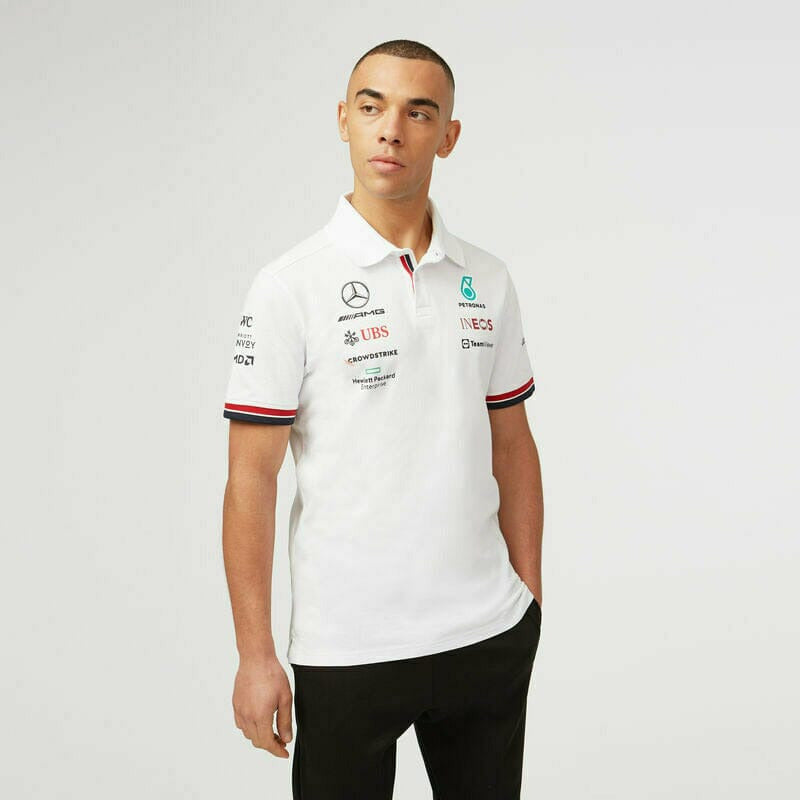 Mercedes-AMG Petronas F1 2022 Team Polo - Black/White Polos Antique White