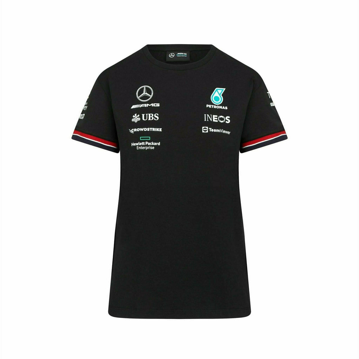 Mercedes Benz AMG Petronas F1 2022 Women's Driver T-Shirt - Black/White T-shirts Black