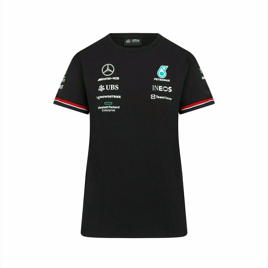 Mercedes Benz AMG Petronas F1 2022 Women's Driver T-Shirt - Black/White T-shirts Black