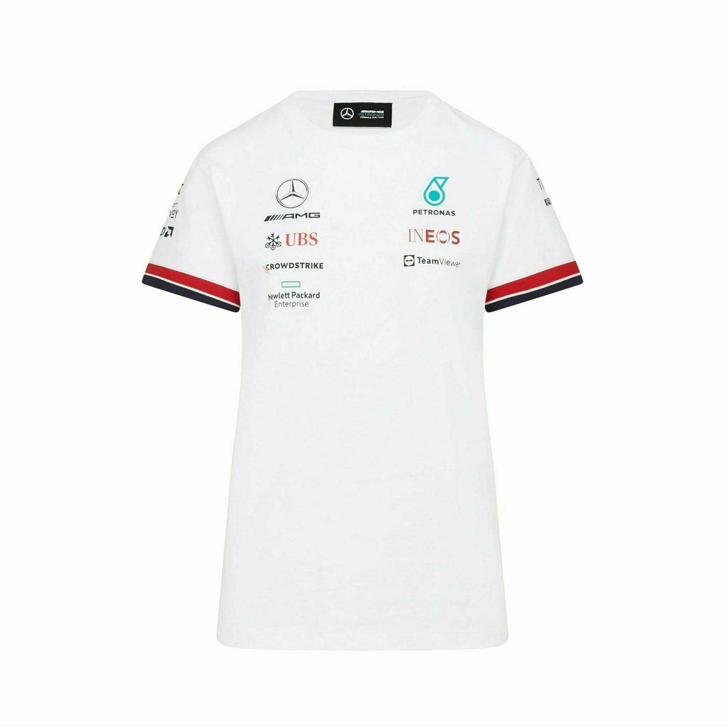Mercedes Benz AMG Petronas F1 2022 Women's Driver T-Shirt - Black/White T-shirts White Smoke