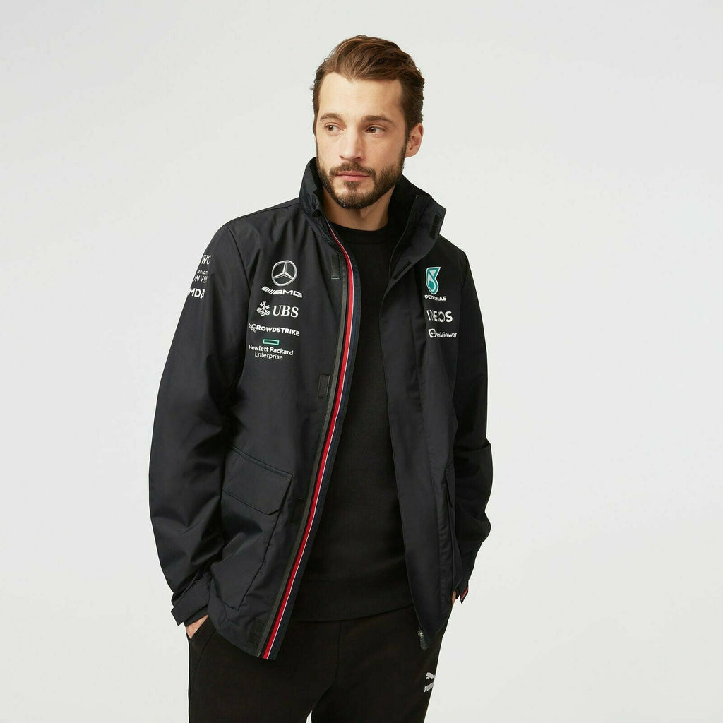 Mercedes Benz AMG Petronas F1 2022 Unisex Team Rain Jacket - Black Jackets Lavender