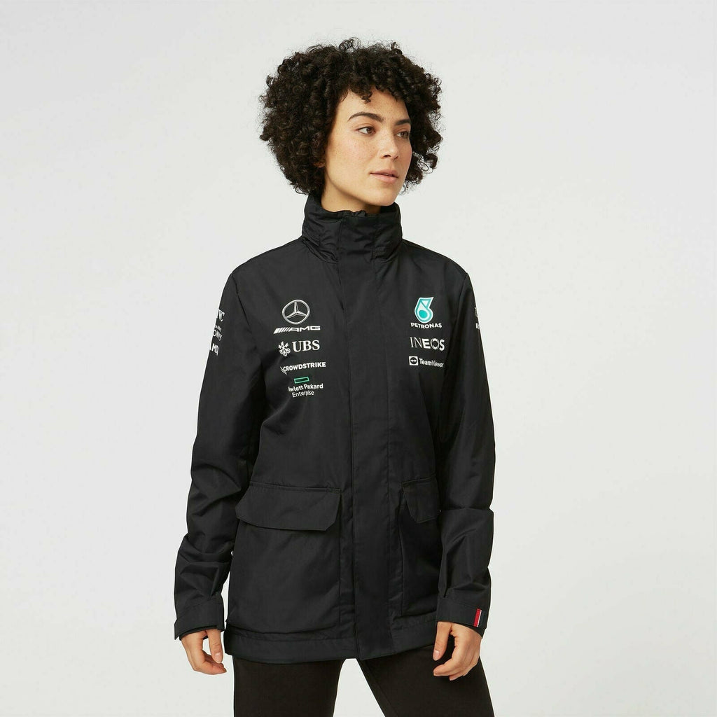 Mercedes Benz AMG Petronas F1 2022 Unisex Team Rain Jacket - Black Jackets Black