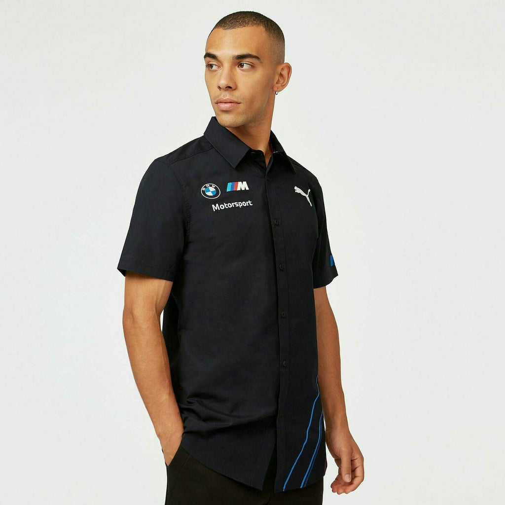 BMW Motorsports Men's Team Button Down Shirt- Gray Shirts Black
