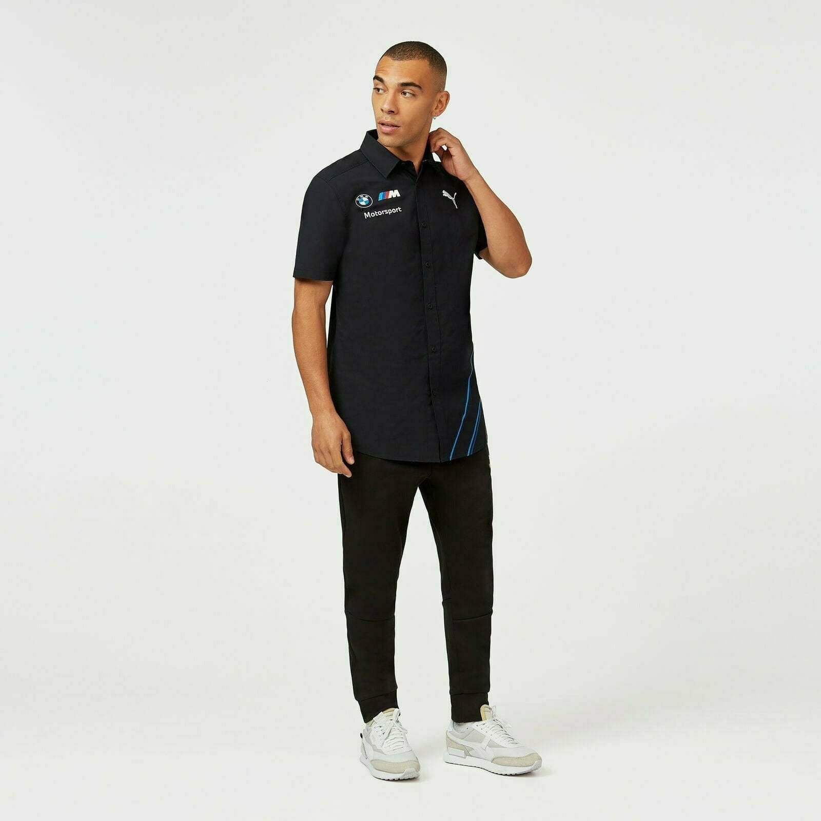 BMW Motorsports Men's Team Button Down Shirt- Gray Shirts Lavender