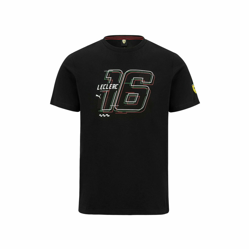 Scuderia Ferrari F1 Puma Men's Charles Leclerc #16 Driver T-Shirt-Black/Red T-shirts Black