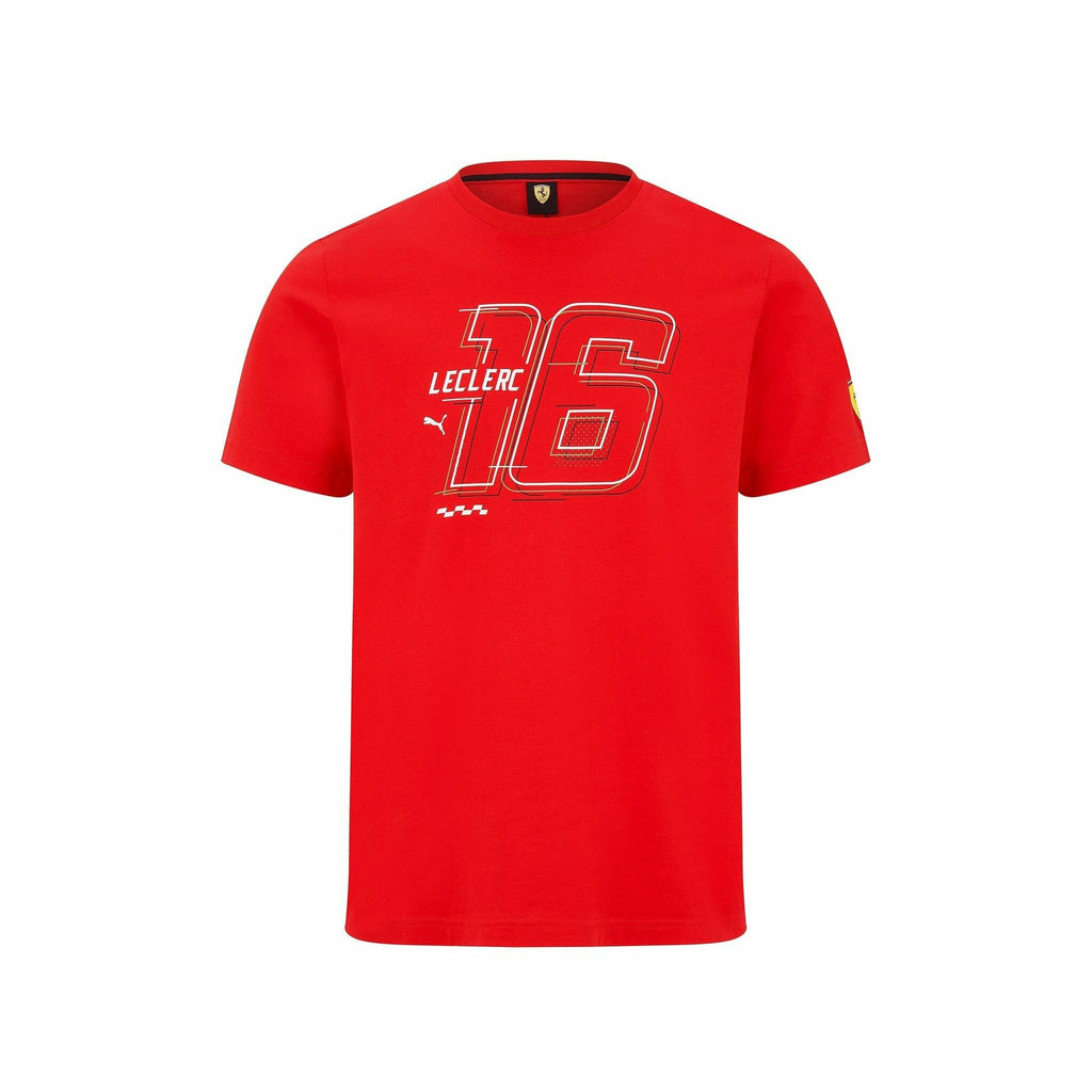 Scuderia Ferrari F1 Puma Men's Charles Leclerc #16 Driver T-Shirt-Black/Red T-shirts Red