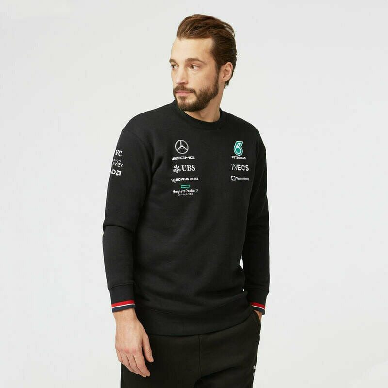 Mercedes Benz AMG Petronas F1 2022 Men's Team Crew Sweatshirt- Black Sweatshirt Black