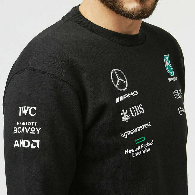 Mercedes Benz AMG Petronas F1 2022 Men's Team Crew Sweatshirt- Black Sweatshirt Light Gray