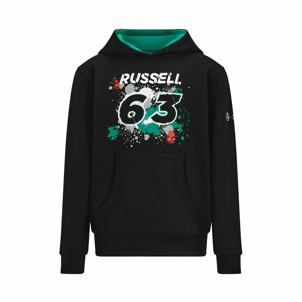 Mercedes Benz AMG Petronas F1 Kids George Russell #63 Hoodie - Youth Black Hoodies Black