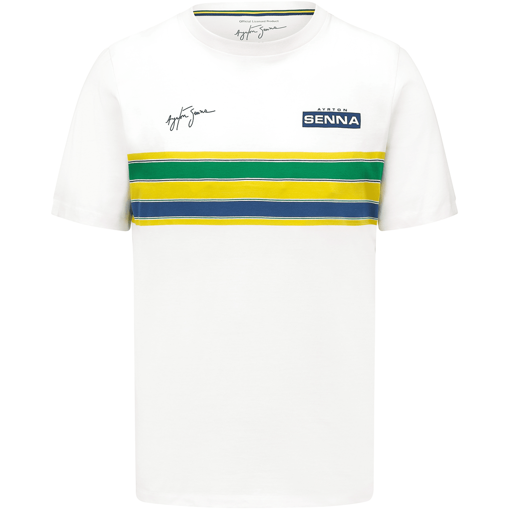 Ayrton Senna Men's Helmet Striped T-Shirt T-shirts White Smoke