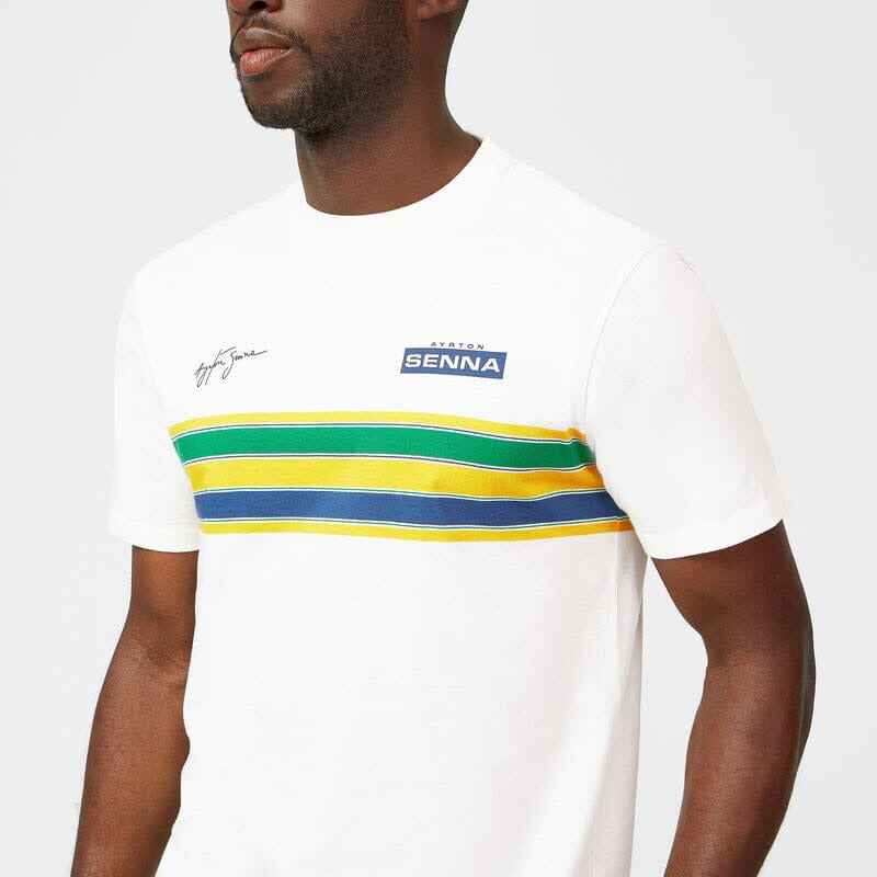 Ayrton Senna Men's Helmet Striped T-Shirt T-shirts White Smoke