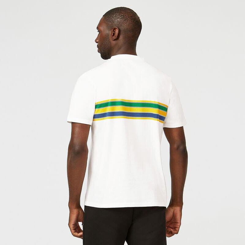 Ayrton Senna Men's Helmet Striped T-Shirt T-shirts White Smoke