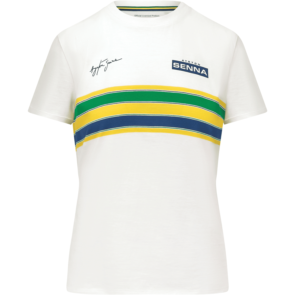 Ayrton Senna Women's Helmet Striped T-Shirt T-shirts White Smoke