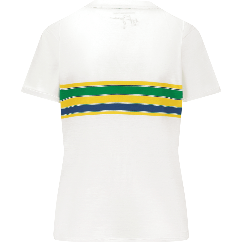Ayrton Senna Women's Helmet Striped T-Shirt T-shirts White Smoke