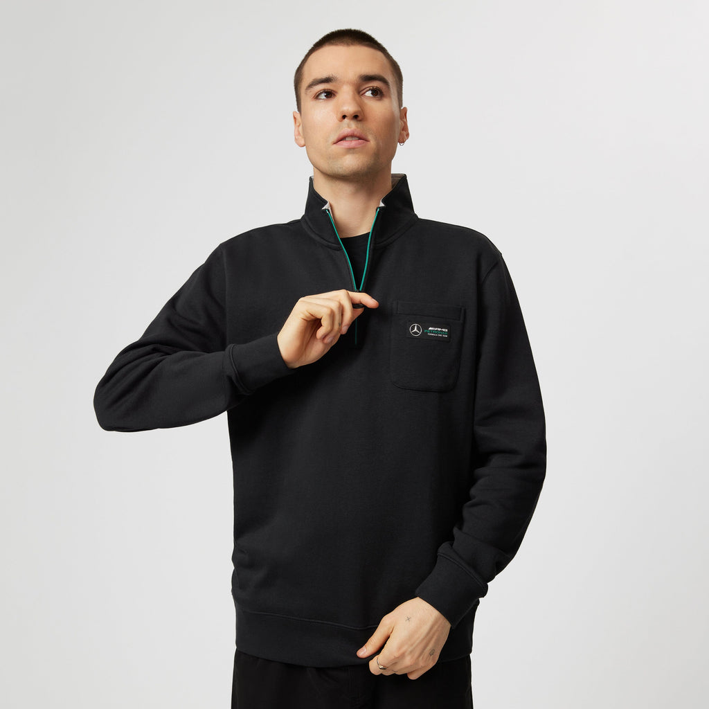 Mercedes AMG Petronas F1 1/4 Zip Sweatshirt- Black Sweatshirt Mercedes AMG Petronas 