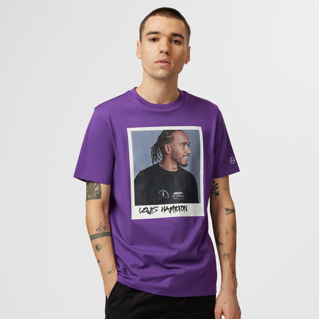 Mercedes AMG Petronas F1 Lewis Hamilton Portrait T-Shirt - Purple T-shirts Mercedes AMG Petronas 