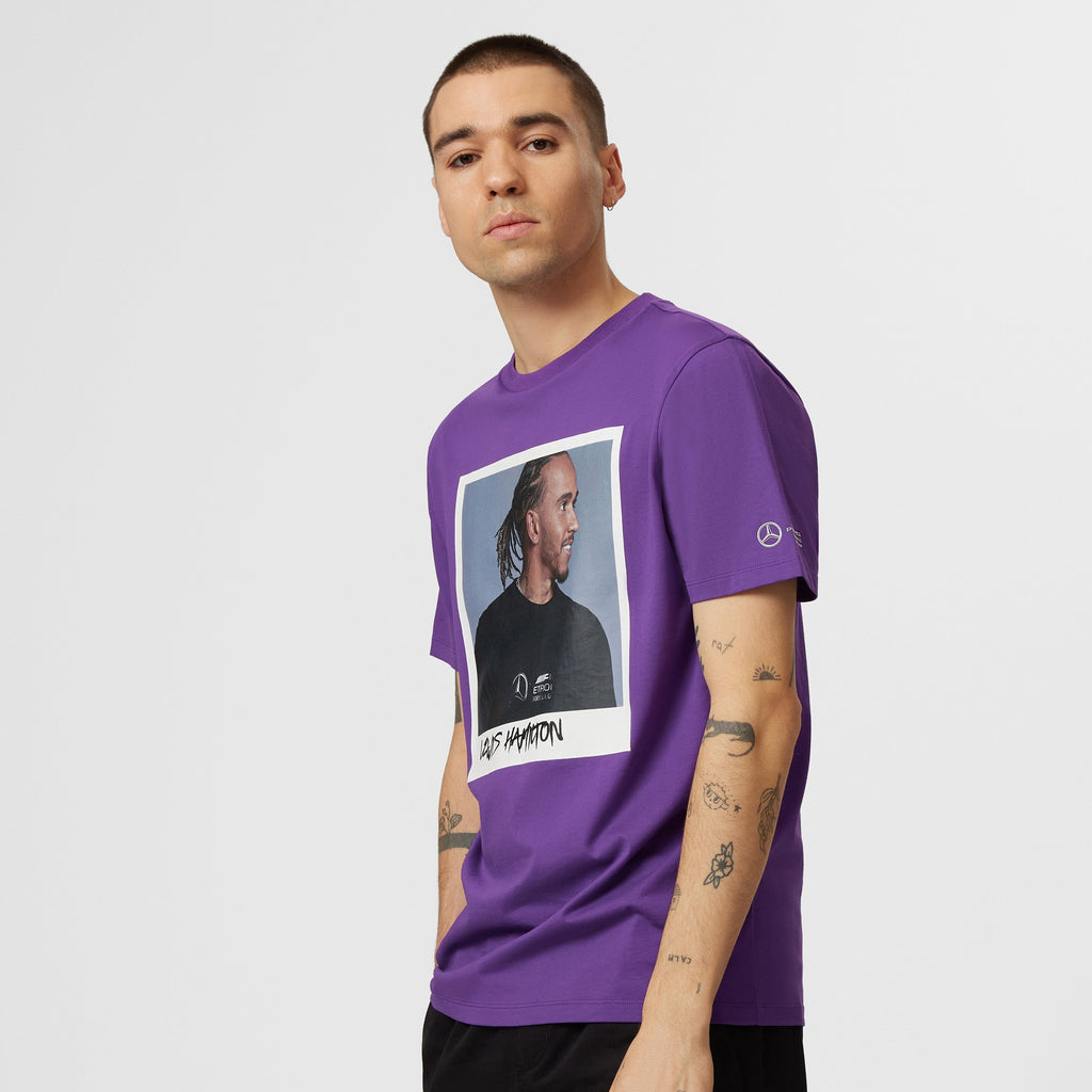 Mercedes AMG Petronas F1 Lewis Hamilton Portrait T-Shirt - Purple T-shirts Mercedes AMG Petronas 