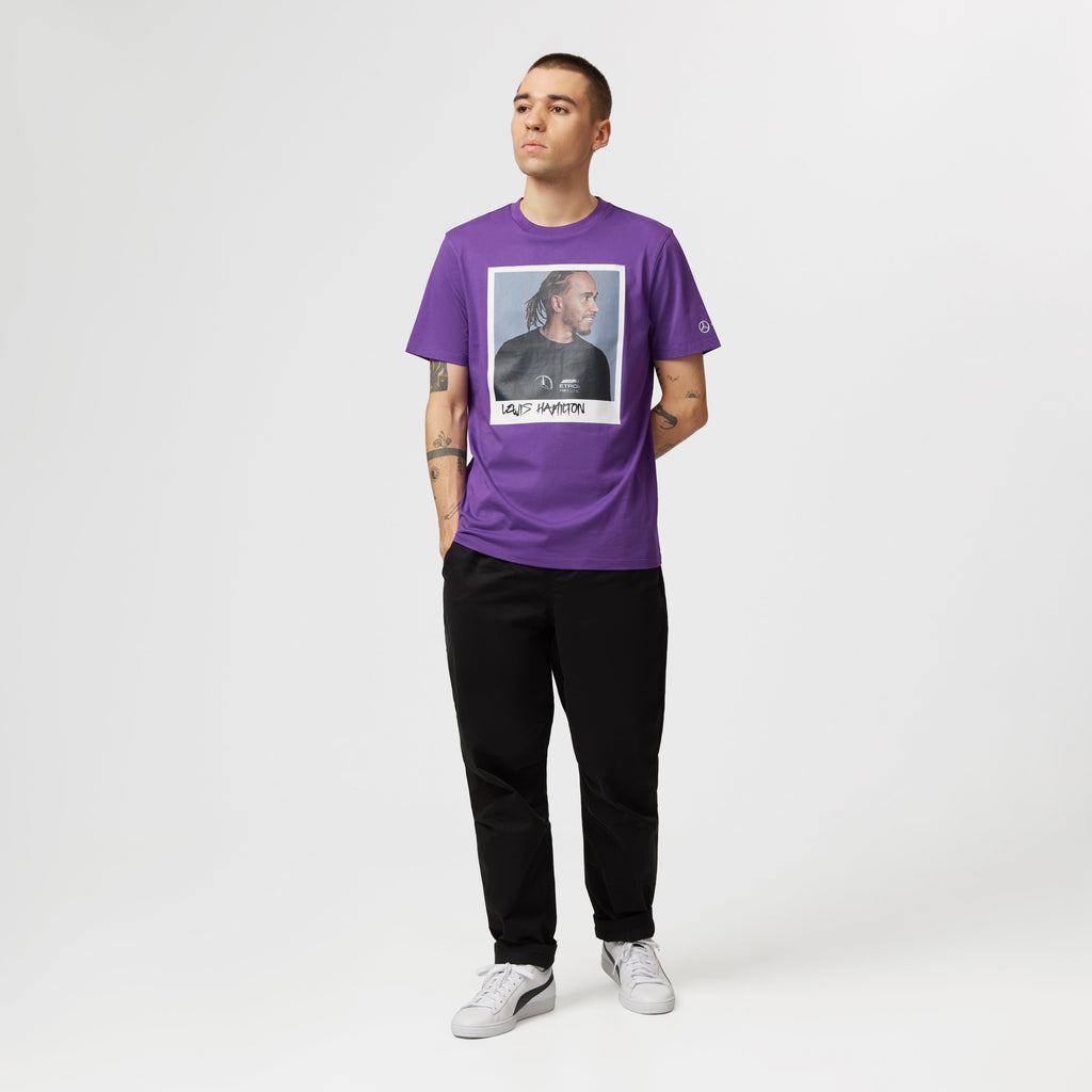 Mercedes AMG Petronas F1 Lewis Hamilton Portrait T-Shirt - Purple T-shirts Mercedes AMG Petronas 