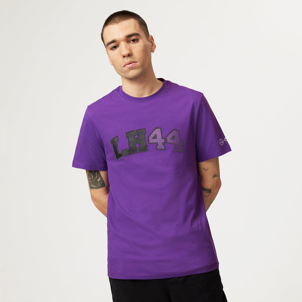 Mercedes AMG Petronas F1 Men's Lewis Hamilton Logo T-Shirt -Black/Purple T-shirts Mercedes AMG Petronas 
