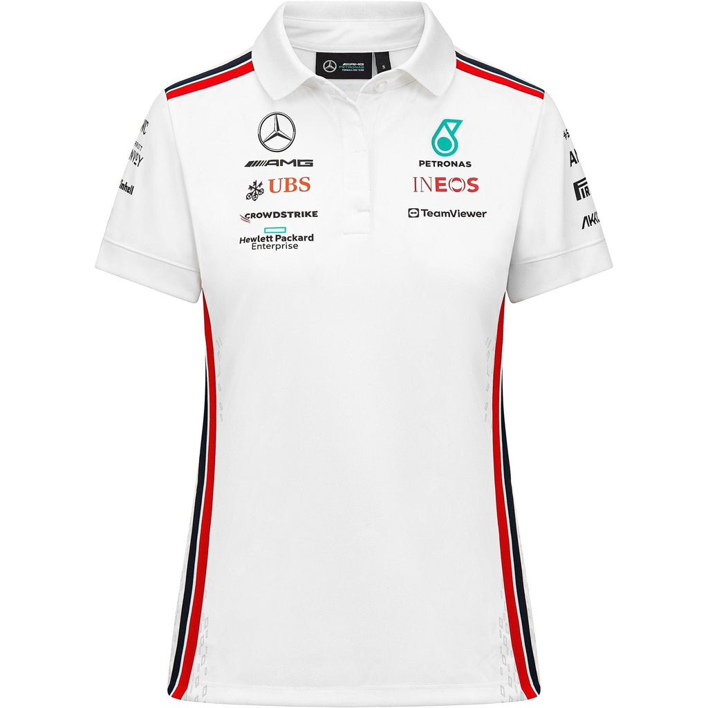 Mercedes AMG Petronas F1 2023 Women's Team Polo Shirt - Black/White Polos White Smoke