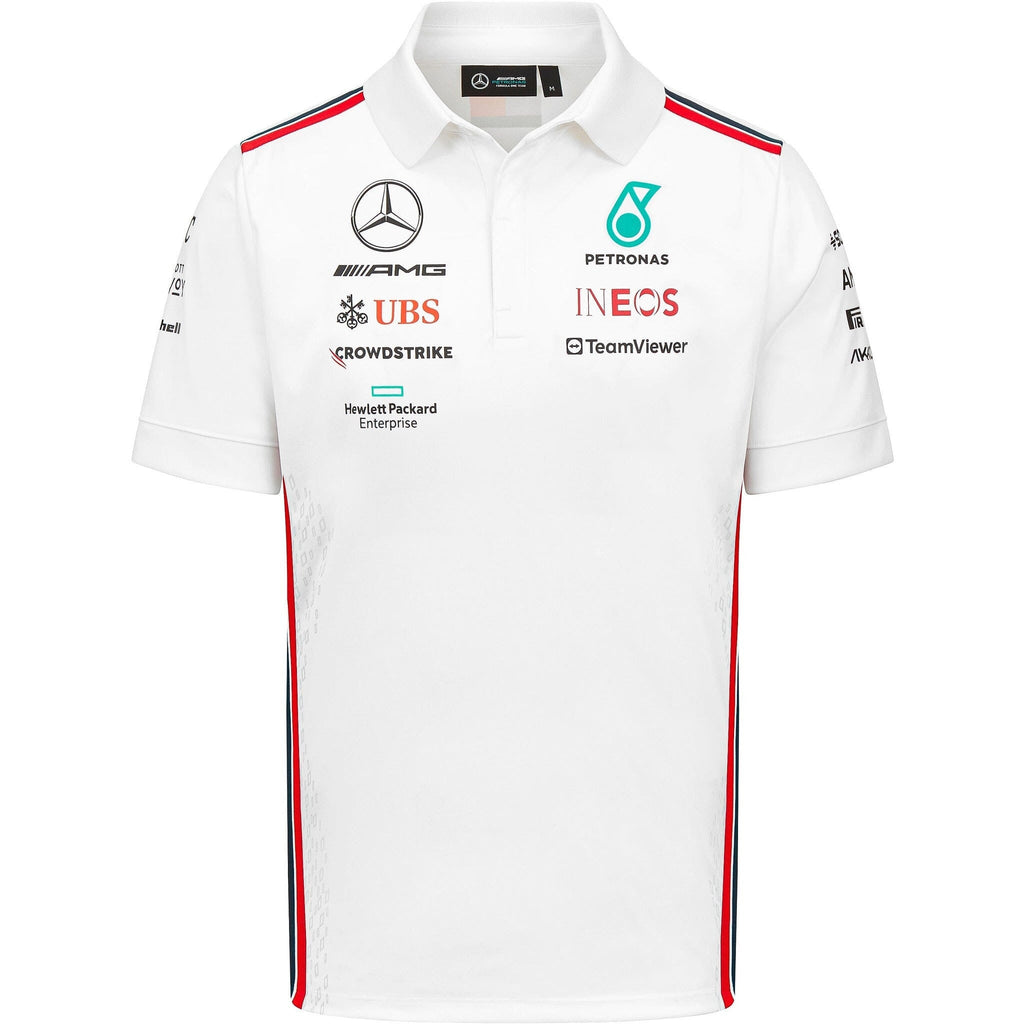 Mercedes AMG Petronas F1 2023 Men's Team Polo - Black/White Polos White Smoke