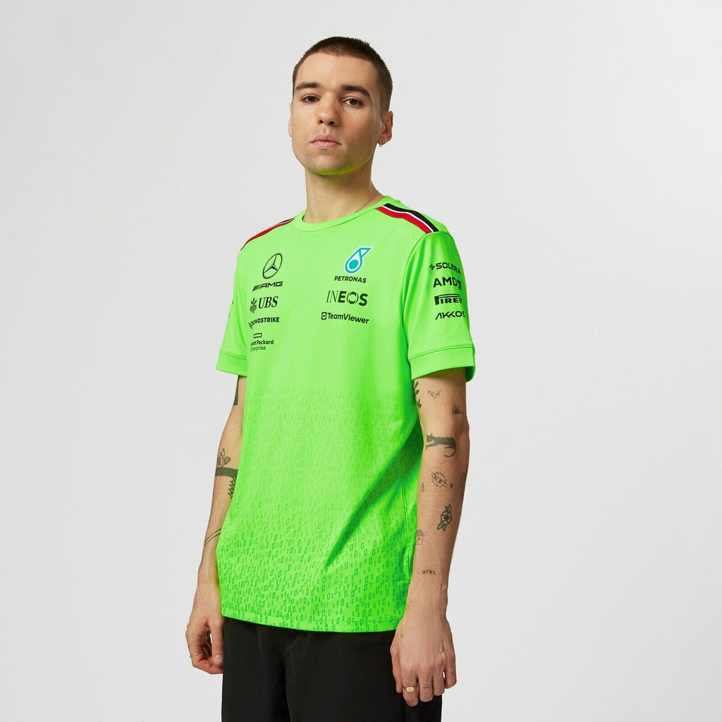 Mercedes AMG Petronas F1 2023 Men's Set Up Driver T-Shirt - Volt Green T-shirts Mercedes AMG Petronas 