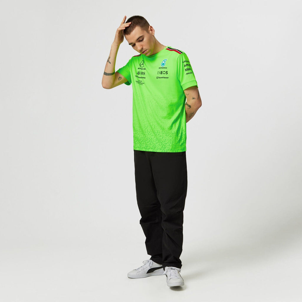 Mercedes AMG Petronas F1 2023 Men's Set Up Driver T-Shirt - Volt Green T-shirts Mercedes AMG Petronas 