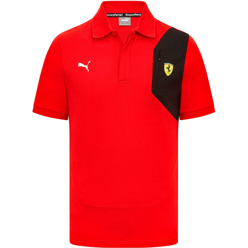 Scuderia Ferrari Men's Puma Small Shield Logo Polo Shirt-Red/Black Polos Scuderia Ferrari XS Red 