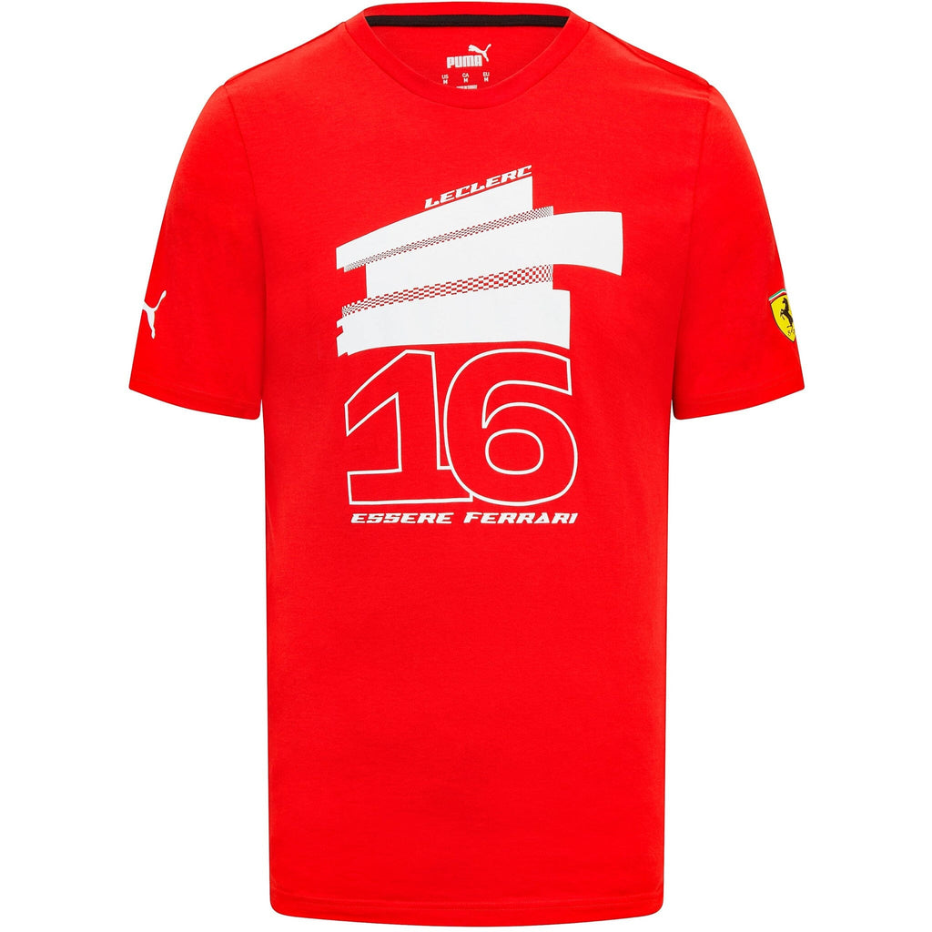 Scuderia Ferrari F1 Puma Men's Charles Leclerc #16 Driver T-Shirt-White/Red T-shirts Scuderia Ferrari XS Red 