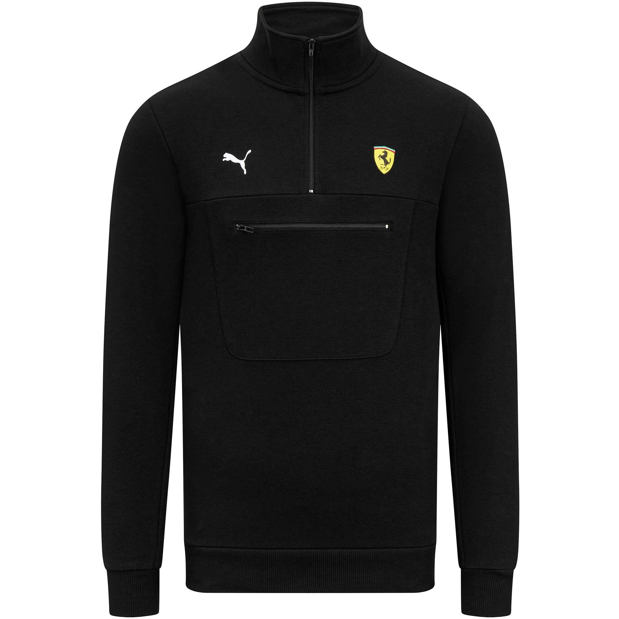 Scuderia Ferrari F1 Men's Puma 1/4 Zip Sweater - Red/Black Sweaters Scuderia Ferrari XS Black 