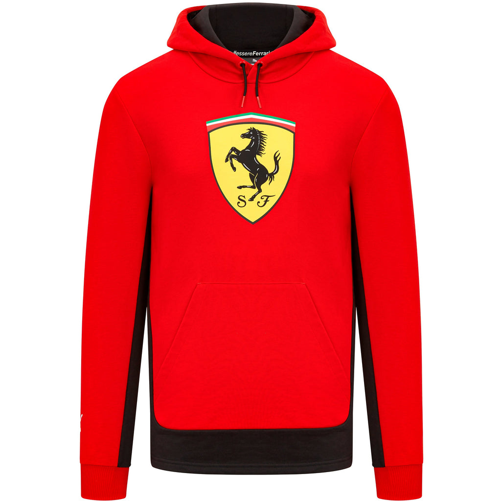 Scuderia Ferrari F1 Men's Puma Shield Hoodie-Black/Red Hoodies Scuderia Ferrari XS Red 